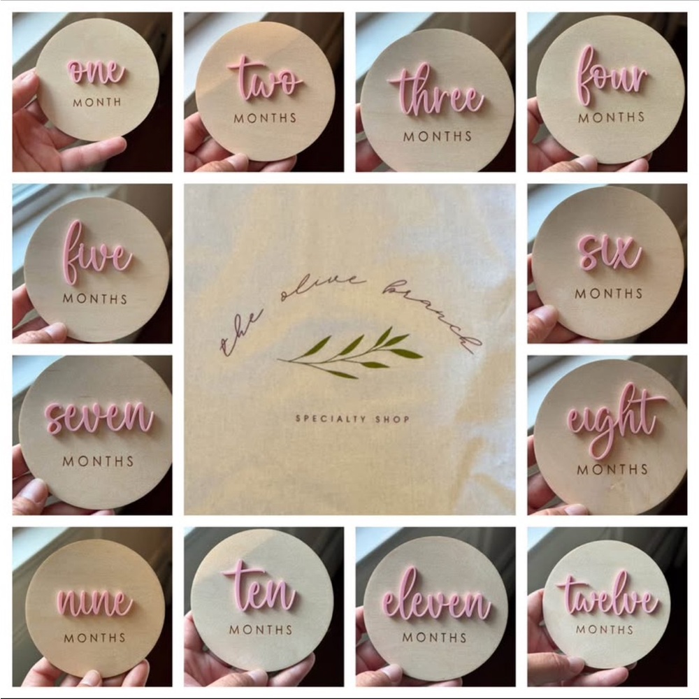 Monthly Milestone Discs & Pink Onesie Set
